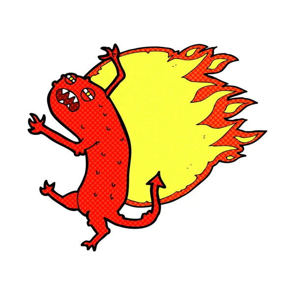 Kreslené monstrum v ohni — Stockový vektor