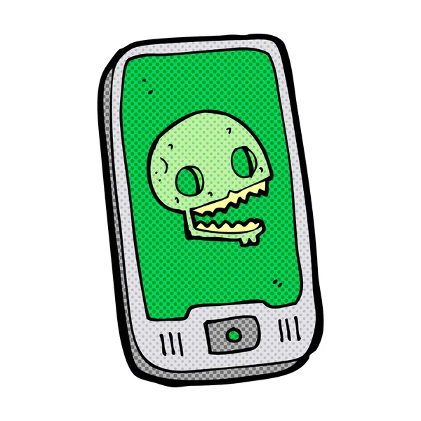 Cartoon virus op mobiele telefoon — Stockvector