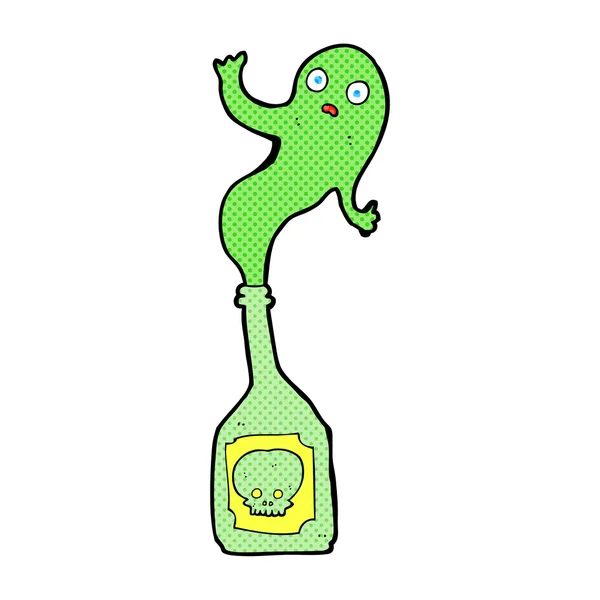 Мультяшный призрак в бутылке — стоковый вектор