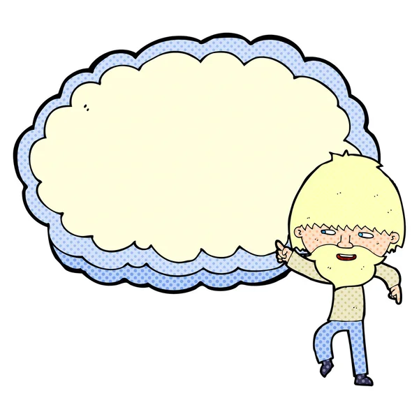 Άνδρα καρτούν που δείχνει σε κείμενο σύννεφο χώρο — Διανυσματικό Αρχείο