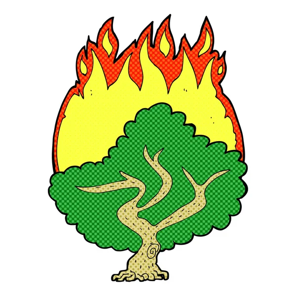 Cartoon burning tree — Stock Vector