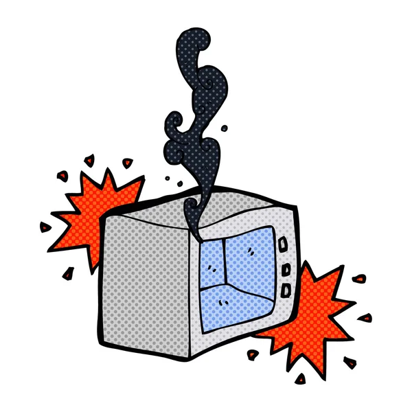 Cartoon exploderande mikrovågsugn — Stock vektor