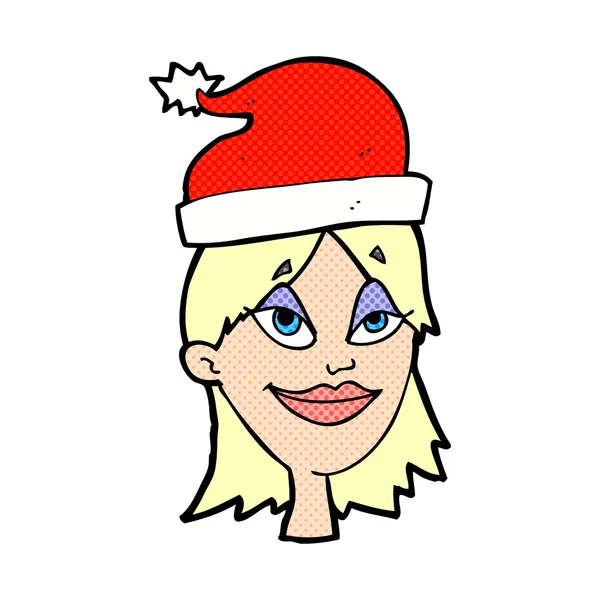 Cartoon vrouw klaar voor Kerstmis — Stockvector