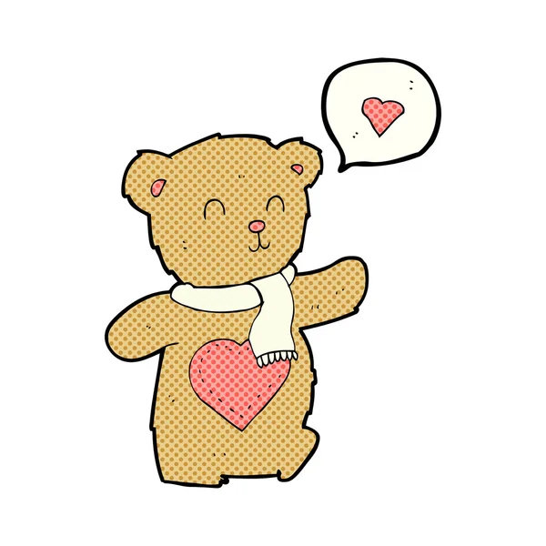 Tegneseriefigur søt bjørn med kjærlighetshjerte – stockvektor