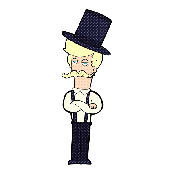 Cartoon man dragen top hat — Stockvector