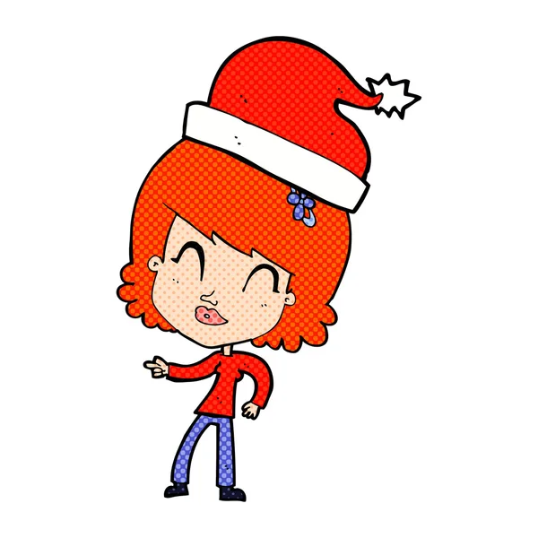 Cartoon woman ready for christmas — Stock Vector