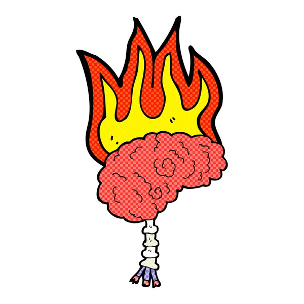 Cartoon brain on fire — Stock Vector