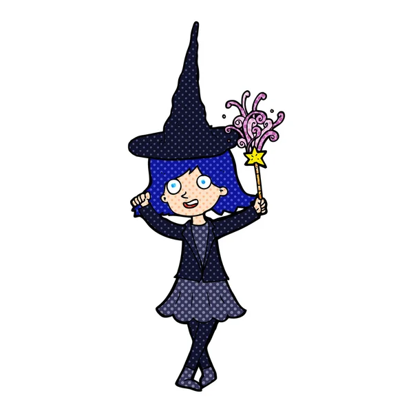 Dessin animé heureuse sorcière — Image vectorielle