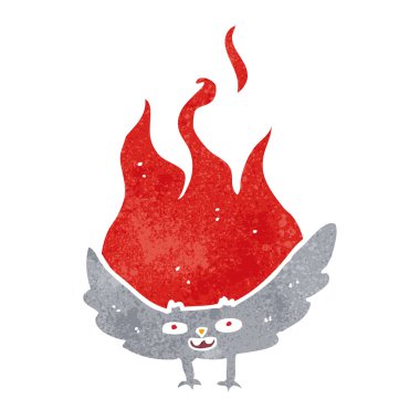 karikatür alevli Cadılar Bayramı yarasası