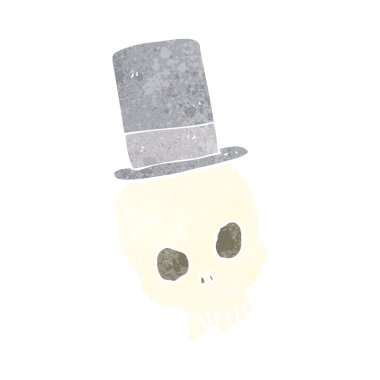 Silindir şapka giyen bir kafatası. 