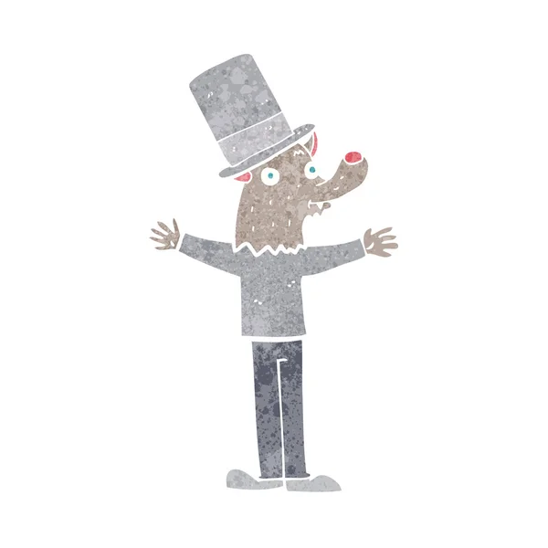Hombre lobo de dibujos animados en sombrero de copa — Archivo Imágenes Vectoriales