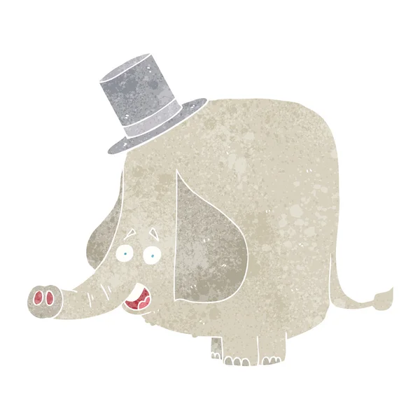 Elefante de dibujos animados en sombrero de copa — Vector de stock