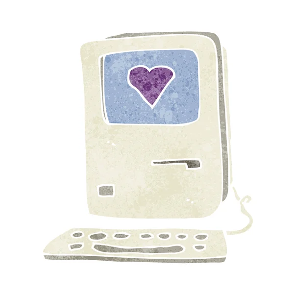 Kreslený počítač s láskou srdce — Stockový vektor