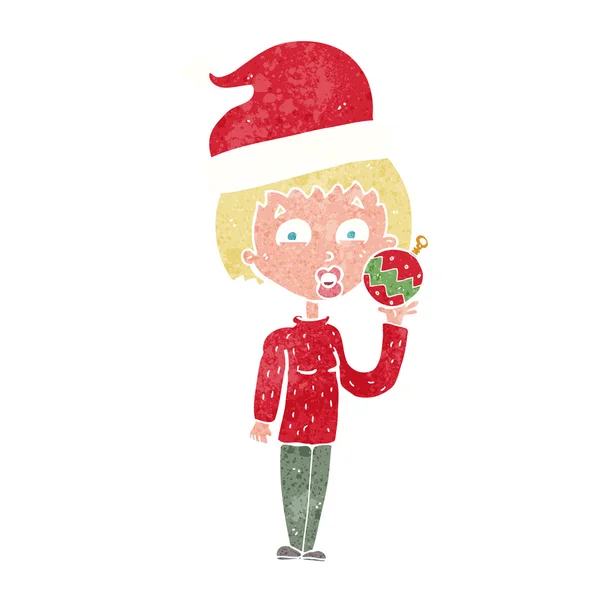 Cartoon vrouw klaar voor Kerstmis — Stockvector