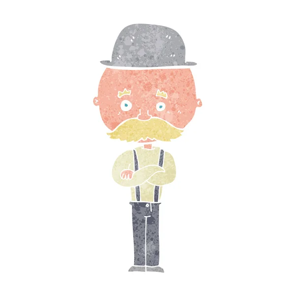 Dessin animé homme portant chapeau melon — Image vectorielle