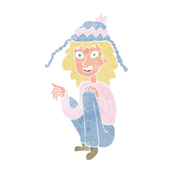 Mujer de dibujos animados con sombrero de invierno — Archivo Imágenes Vectoriales