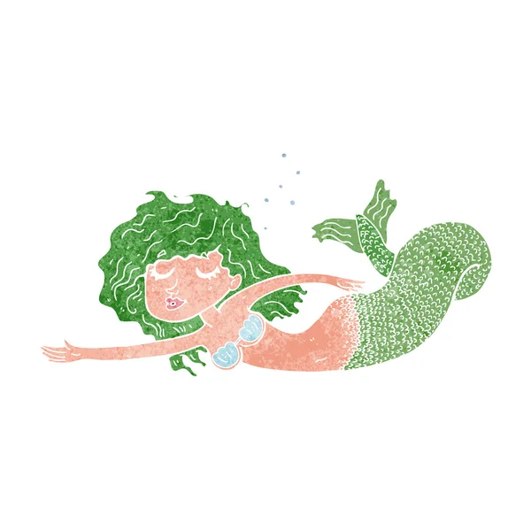 Cartoon green haired mermaid — Stock Vector