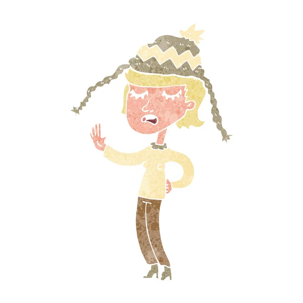 Mujer de dibujos animados con sombrero de invierno — Archivo Imágenes Vectoriales