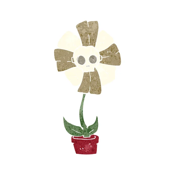 Dessin animé crâne fleur — Image vectorielle