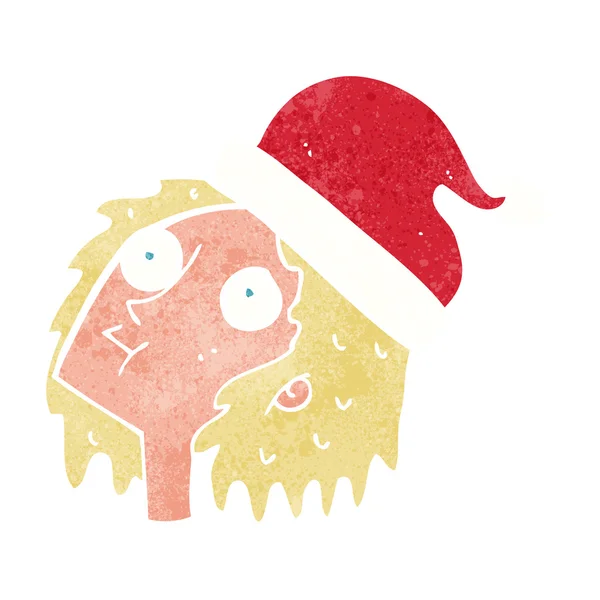 Kreslený žena nosí vánoční klobouk — Stockový vektor