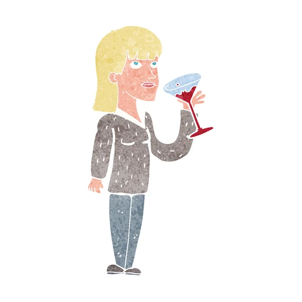 Karikatur Frau trinkt Cocktail — Stockvektor