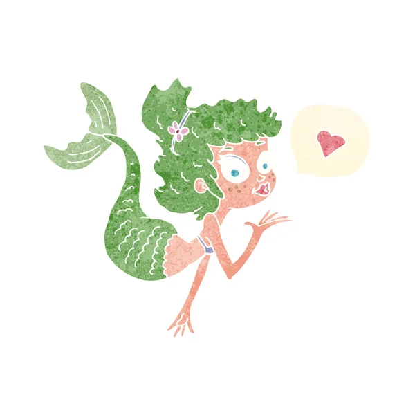 Cartoon mermaid in liefde — Stockvector