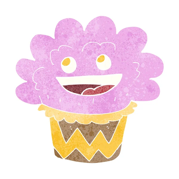 Disegnato a mano cartone animato felice cupcake — Vettoriale Stock