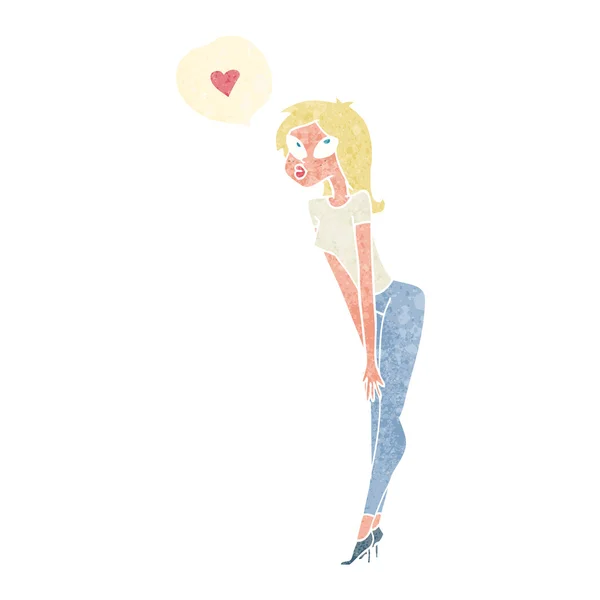 Cartoon vrouw met liefde hart — Stockvector