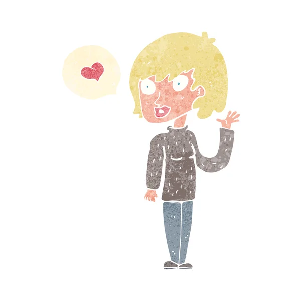 Cartoon vrouw verliefd — Stockvector