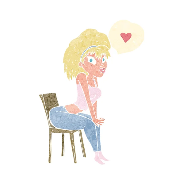 Kreslený žena s láskou srdce — Stockový vektor