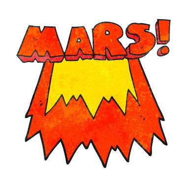 dokulu karikatür Mars metin sembol