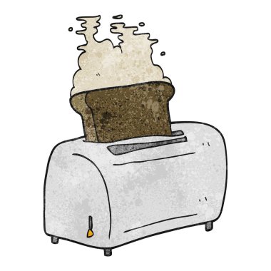 dokulu karikatür ekmek kızartma makinesi