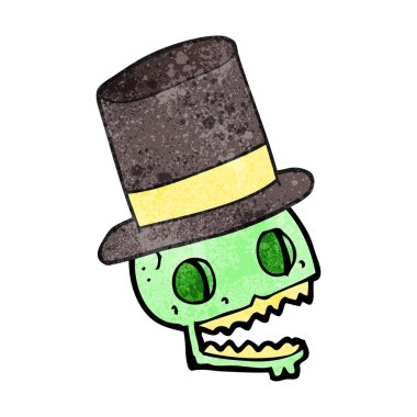 Kafatası silindir şapka gülüyor dokulu çizgi film