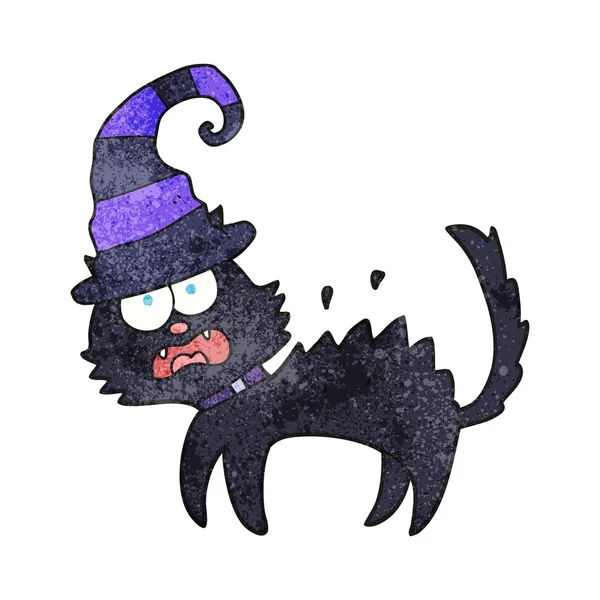 Dessin animé texturé peur chat noir — Image vectorielle