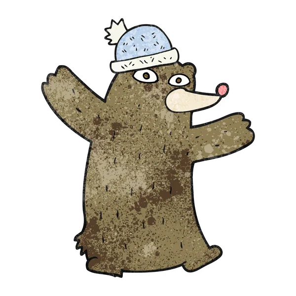 Medvěd s texturou kreslený klobouk — Stockový vektor
