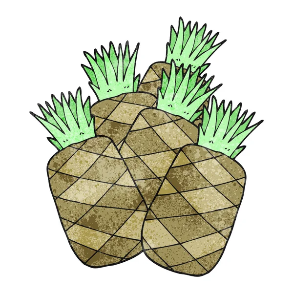 Texturerat cartoon ananas — Stock vektor