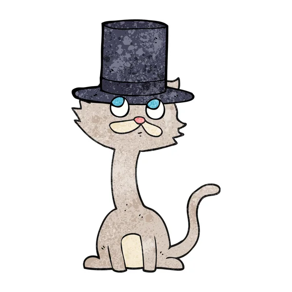 Texturizado desenho animado gato no top chapéu — Vetor de Stock