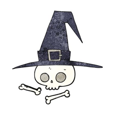 kafatası ile dokulu karikatür cadı şapka