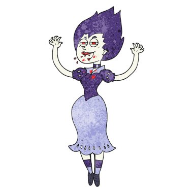 Kanlı ağzı dokulu karikatür vampir kız
