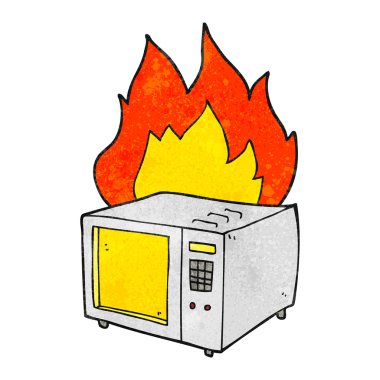dokulu karikatür mikrodalga yanıyor