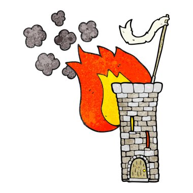 beyaz bayrak sallayarak dokulu çizgi film eski kale kule