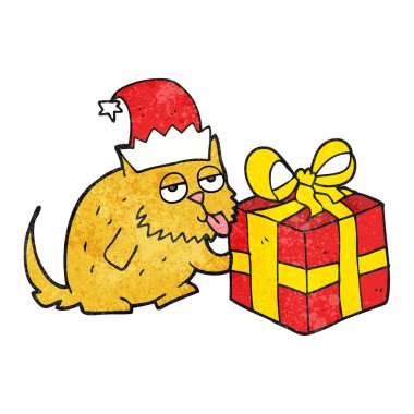 Karikatür kedi hediye ile dokulu