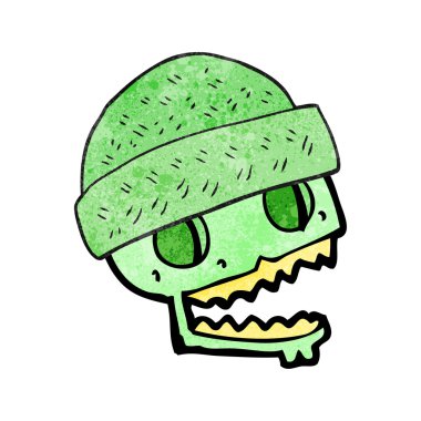 dokulu karikatür kafatası giyen şapka