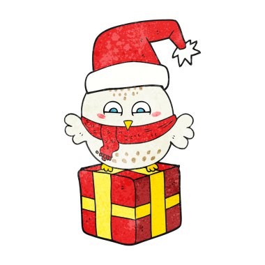 dokulu karikatür sevimli Noel baykuş hediye