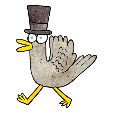 Silindir şapka dokulu karikatür ördek