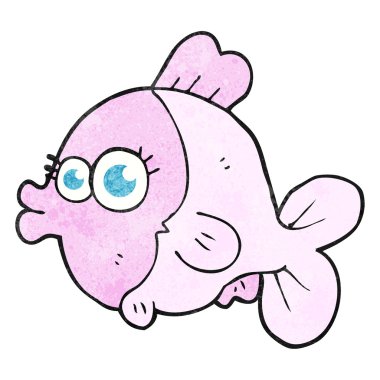 büyük güzel gözlü komik dokulu karikatür balık