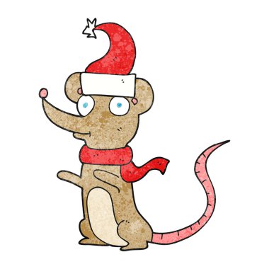 dokulu karikatür fare Noel şapka