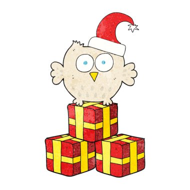 dokulu karikatür Kukumav Noel şapka