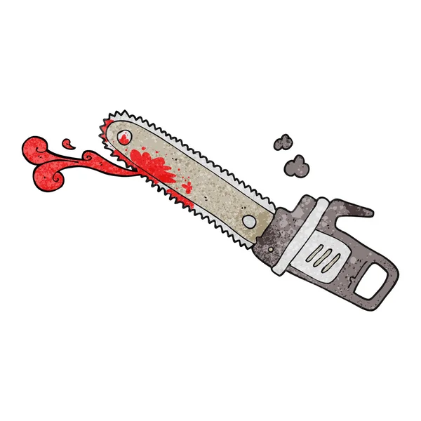 Getextureerde cartoon bloedige chainsaw — Stockvector
