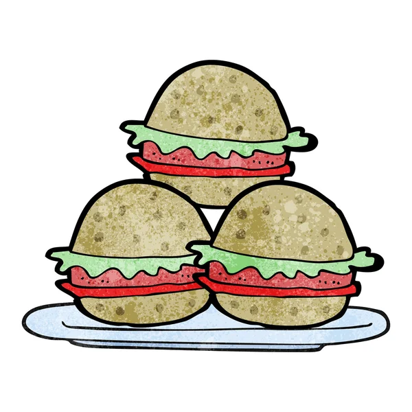 Placa de desenho animado texturizado de hambúrgueres — Vetor de Stock